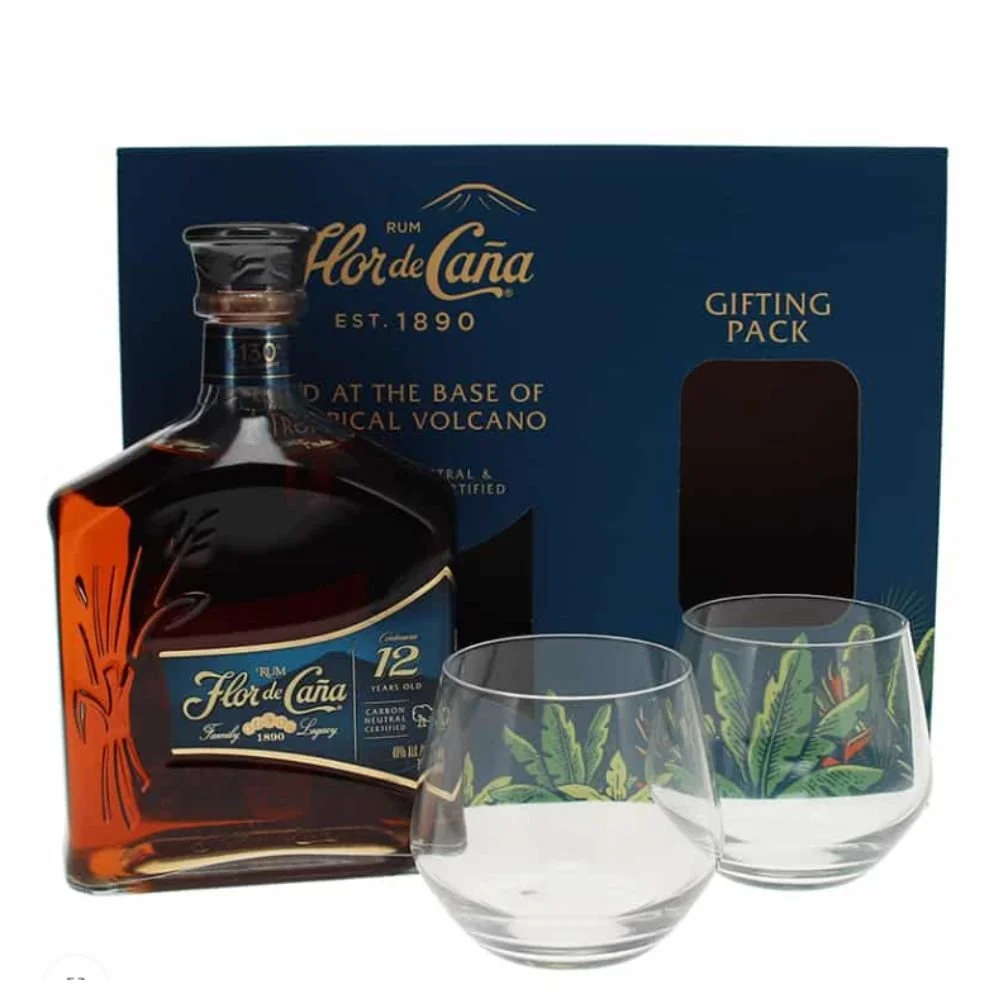Flor de Caňa 12y 0,7l 40% + 2x sklo GB