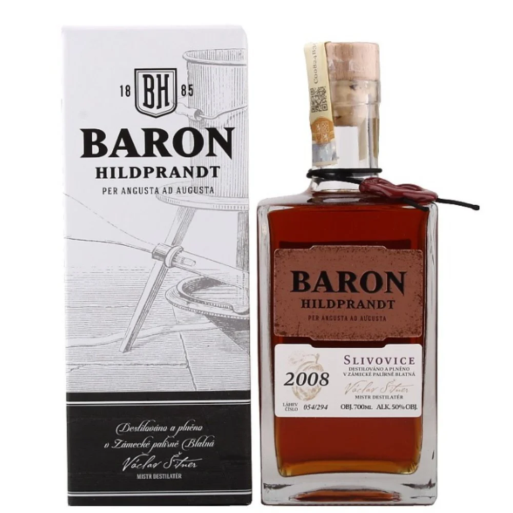 Gravírování: Baron Hildprandt Slivovice 2008 0,7l 50% GB L.E.