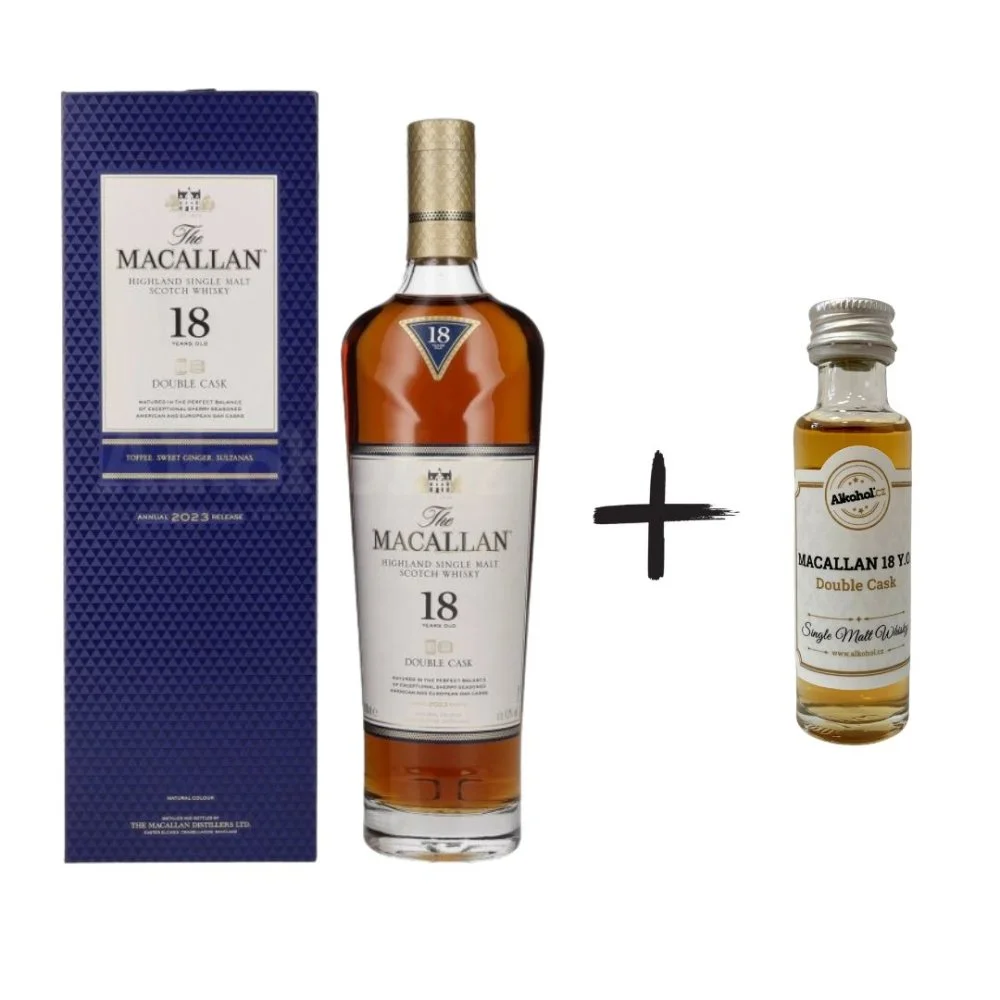 Macallan Double Cask 18y 0,7l 43% + miniatura / Rok lahvování 2023