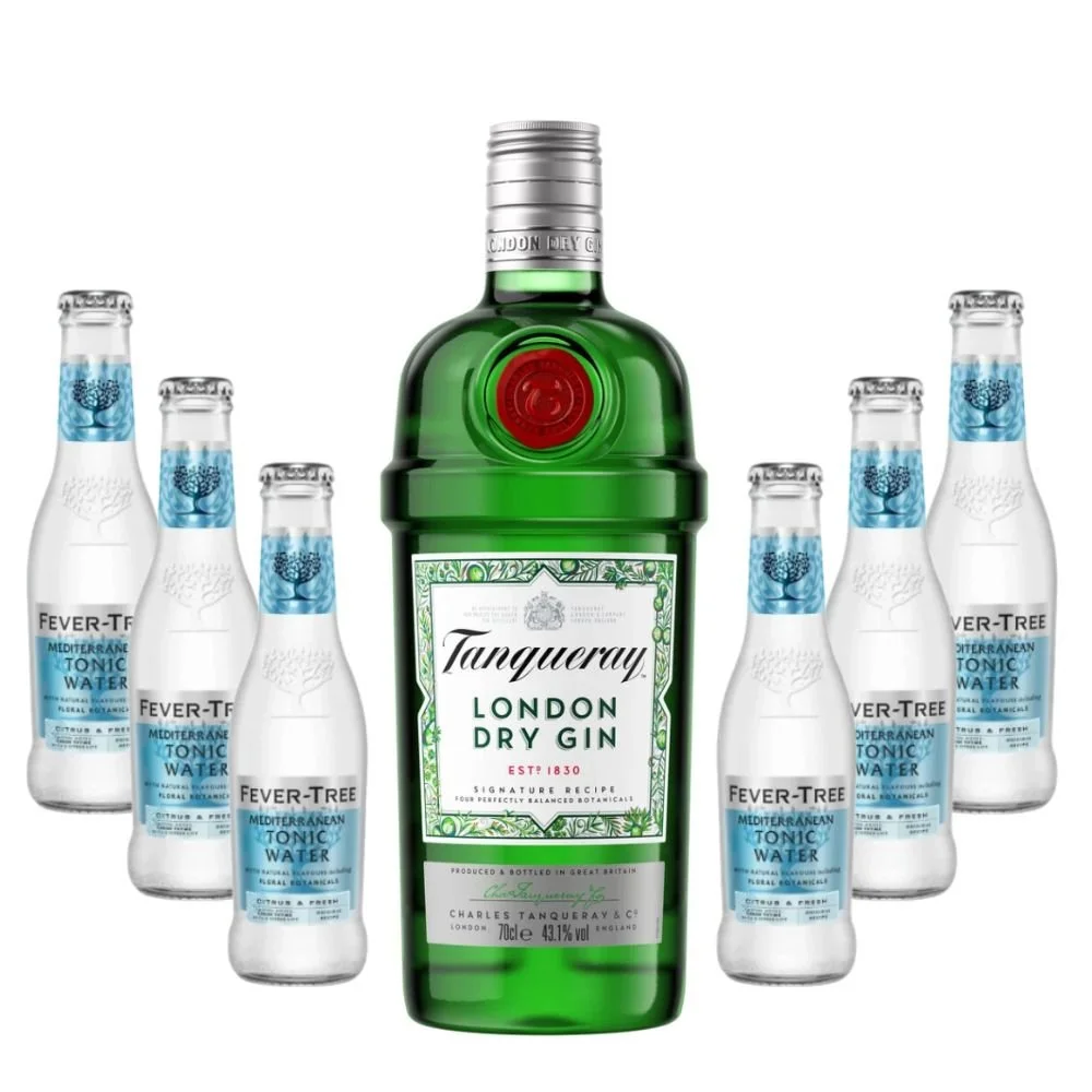 Párty set Tanqueray Gin 0,7l 43,1% + 6x Fever Tree Tonic Water Mediterranean 0,2l