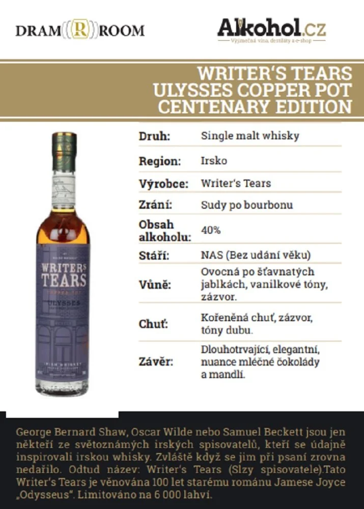 Alkohol značky Writers Tears