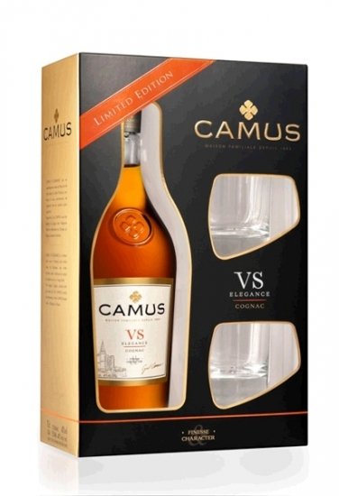 Lahev Camus Elegance VS 0,7l 40% + 2x sklo GB