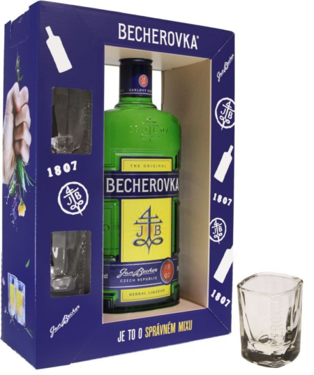 Lahev Becherovka 0,7l 38% + 2x sklo GB