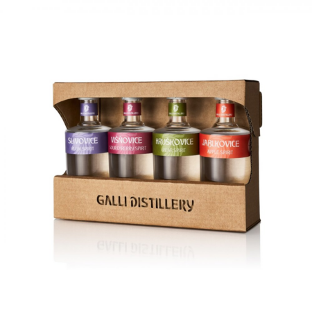 Lahev Galli degustační sada ovocných destilátů 4×0,05l 43,75%