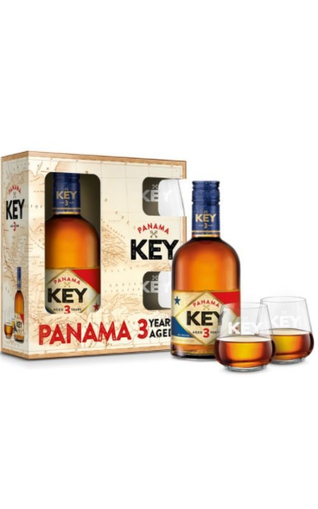 Lahev Key Rum Panama 3y 0,5l 38% + 2x sklo GB