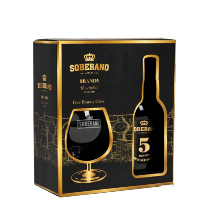 Lahev Soberano Brandy Reserva 5y 0,7l 36% + 1x sklo GB