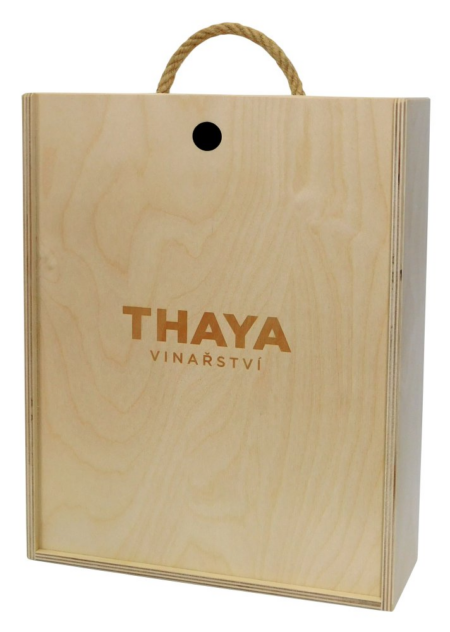 Lahev THAYA Dárkový Box Dřevěná Kazeta 3×0,75l 12% Dřevěný box